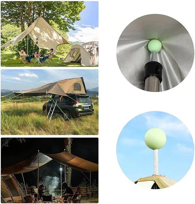 10 Tent Poles Light caps Ball Lightning caps Tent Erection Pole Connector Puncture Proof Ball for Camping and Hiking, TPR Insulation