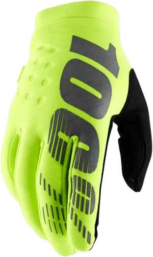 100% Brisker Gloves - Fluo Yellow/Black - Small 10003-00015