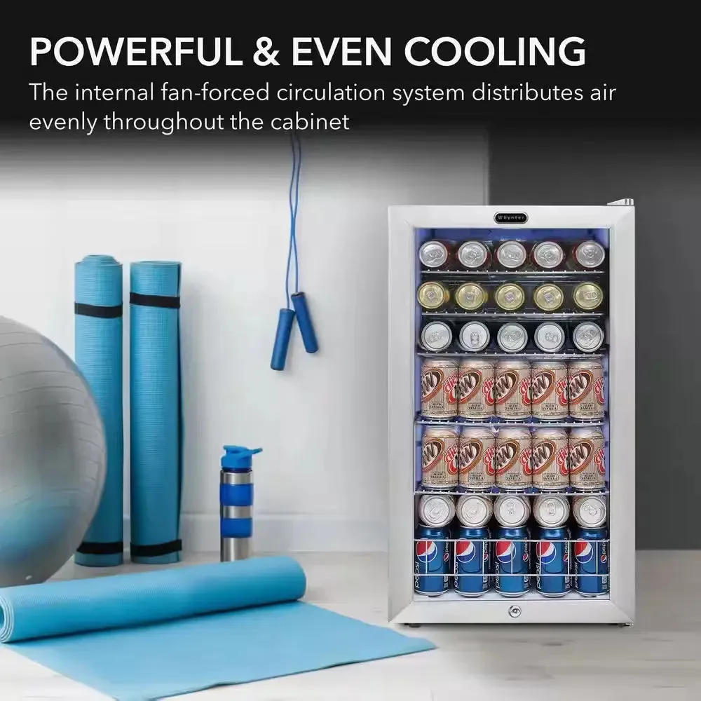 17 In. 120 (12 Oz.) Can Cooler 3.1 Cu. Ft. Mini Refrigerator in White with Lock