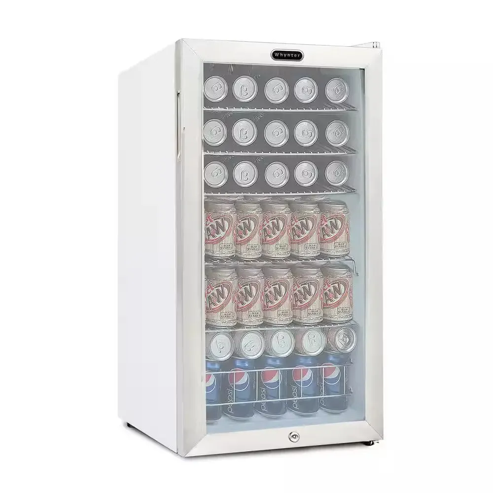 17 In. 120 (12 Oz.) Can Cooler 3.1 Cu. Ft. Mini Refrigerator in White with Lock