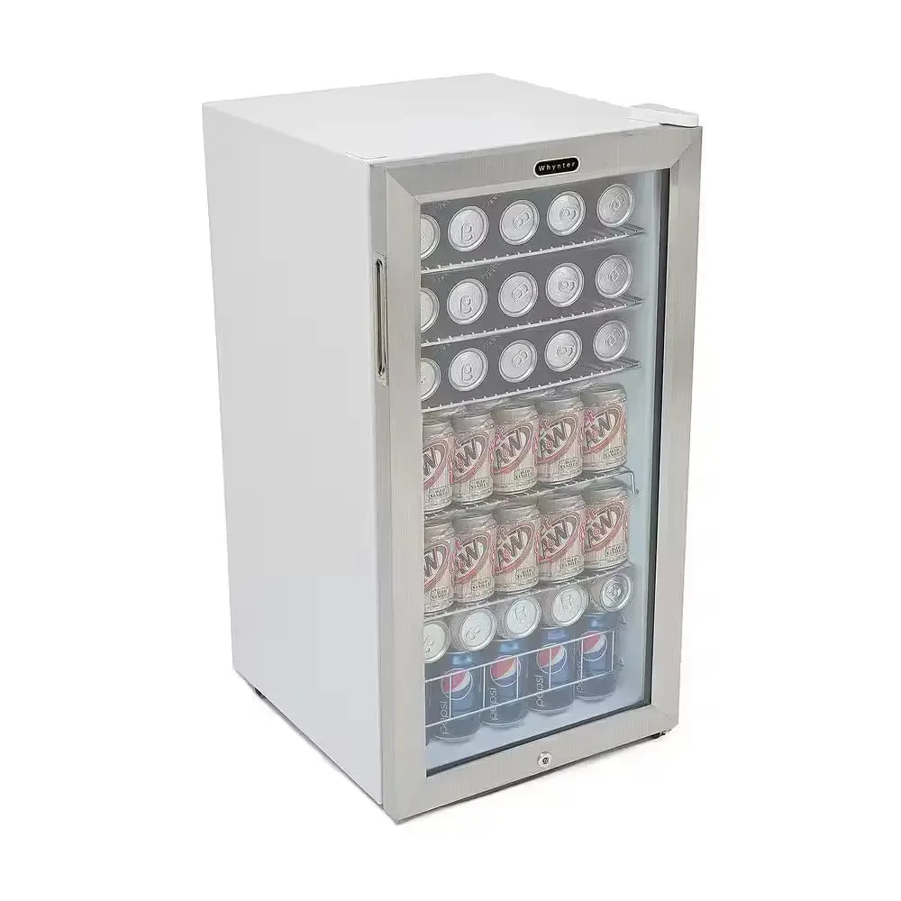17 In. 120 (12 Oz.) Can Cooler 3.1 Cu. Ft. Mini Refrigerator in White with Lock