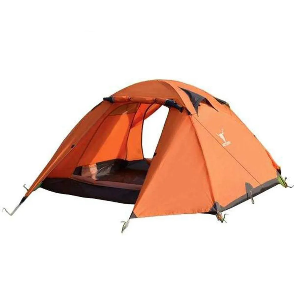 2-Person Portable Camping Tent | Waterproof | Lightweight Hiking Backpacking Shelter | Orange