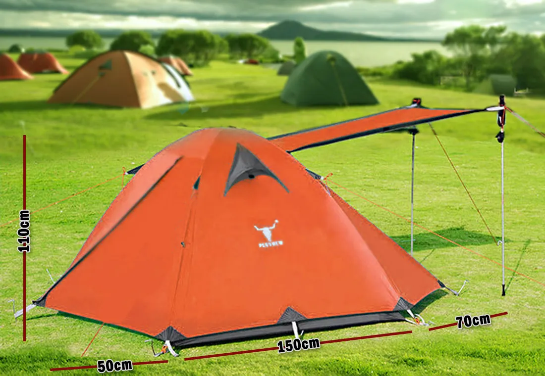 2-Person Portable Camping Tent | Waterproof | Lightweight Hiking Backpacking Shelter | Orange