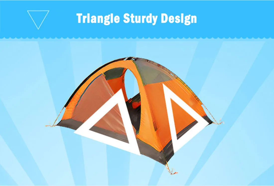 2-Person Portable Camping Tent | Waterproof | Lightweight Hiking Backpacking Shelter | Orange