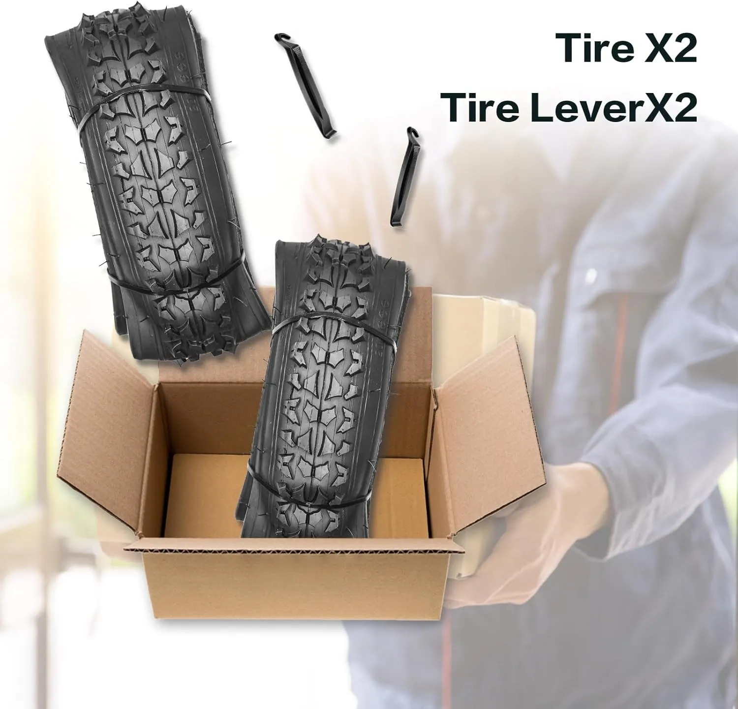 24" Bike Tires 24 X 1.95 Replacement Tires or Inner Tubes AV 32mm Schrader Valve,24 inch Bike Tires Suitable for Mountain Beach Cruiser Bike Replacement Tires & Tubes