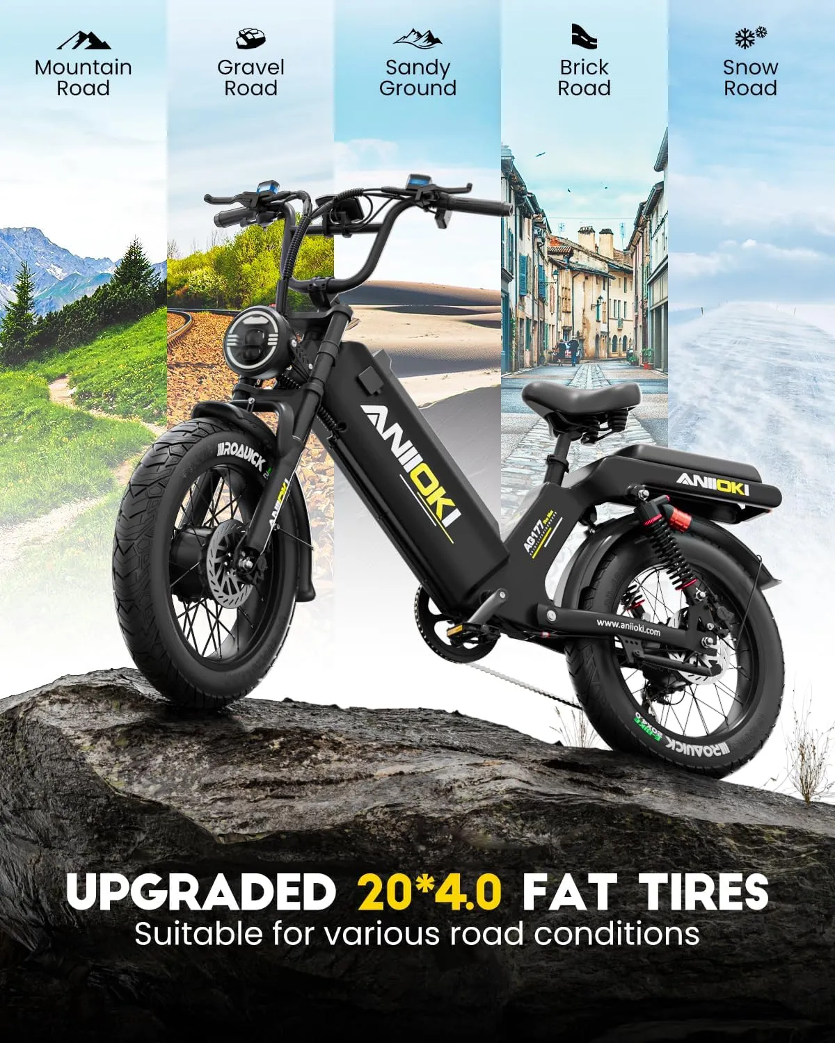 2800W Dual Motor Electric Bike for Adults,2025 Upgraded AQ177 PRO MAX eBike,33MPH 52V 70Ah Electric Bike,200Miles Long Range,20x4 Fat Tire All Terrain Ebikes, Full Suspension E Bike, SHM 7-Speed Gear