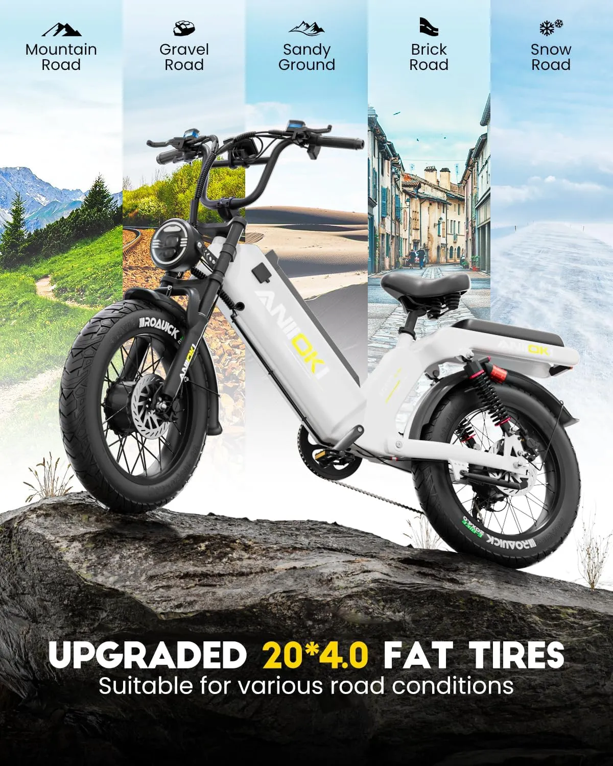 2800W Dual Motor Electric Bike for Adults,2025 Upgraded AQ177 PRO MAX eBike,33MPH 52V 70Ah Electric Bike,200Miles Long Range,20x4 Fat Tire All Terrain Ebikes, Full Suspension E Bike, SHM 7-Speed Gear