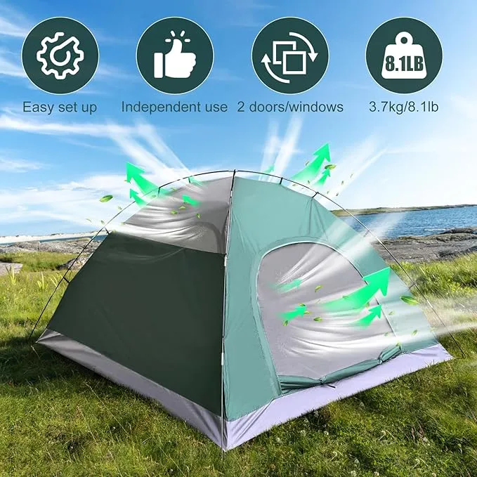 3-in-1 Multifunctional Instant PopUp Camping Tent 2/4/6 Person Family Portable Tents for Camping,Beach,Picnic,Backyard,Waterproof,Anti-UV,Easy Setup in 10Seconds