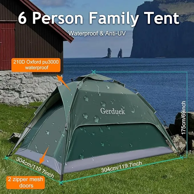 3-in-1 Multifunctional Instant PopUp Camping Tent 2/4/6 Person Family Portable Tents for Camping,Beach,Picnic,Backyard,Waterproof,Anti-UV,Easy Setup in 10Seconds