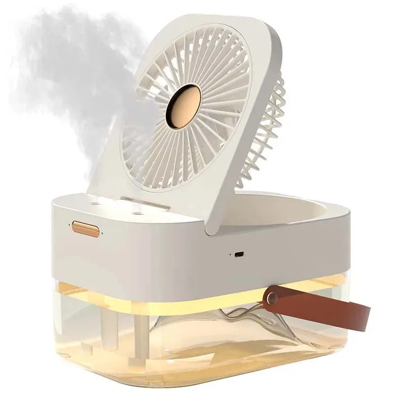 3-in-1 Portable Fan: Cooler, Humidifier, Night Light - USB Desktop