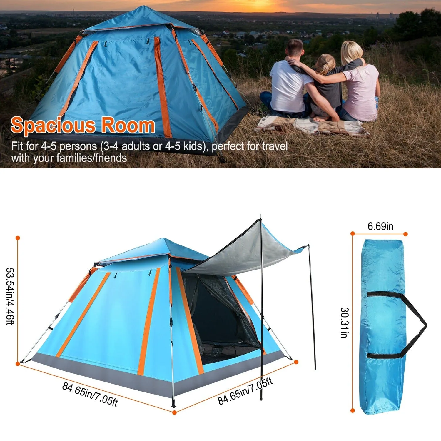 4-5 Person Camping Tent Outdoor Foldable Waterproof Tent