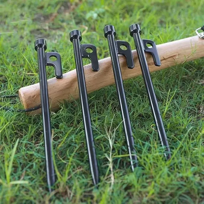 8 Pack Tent Stakes Heavy Duty Camping Stakes Steel Tent Pegs for Outdoor, Backpacking, Trip Hiking, Gardening, Unbreakable and Inflexible (Black, 12 inch Stakes)