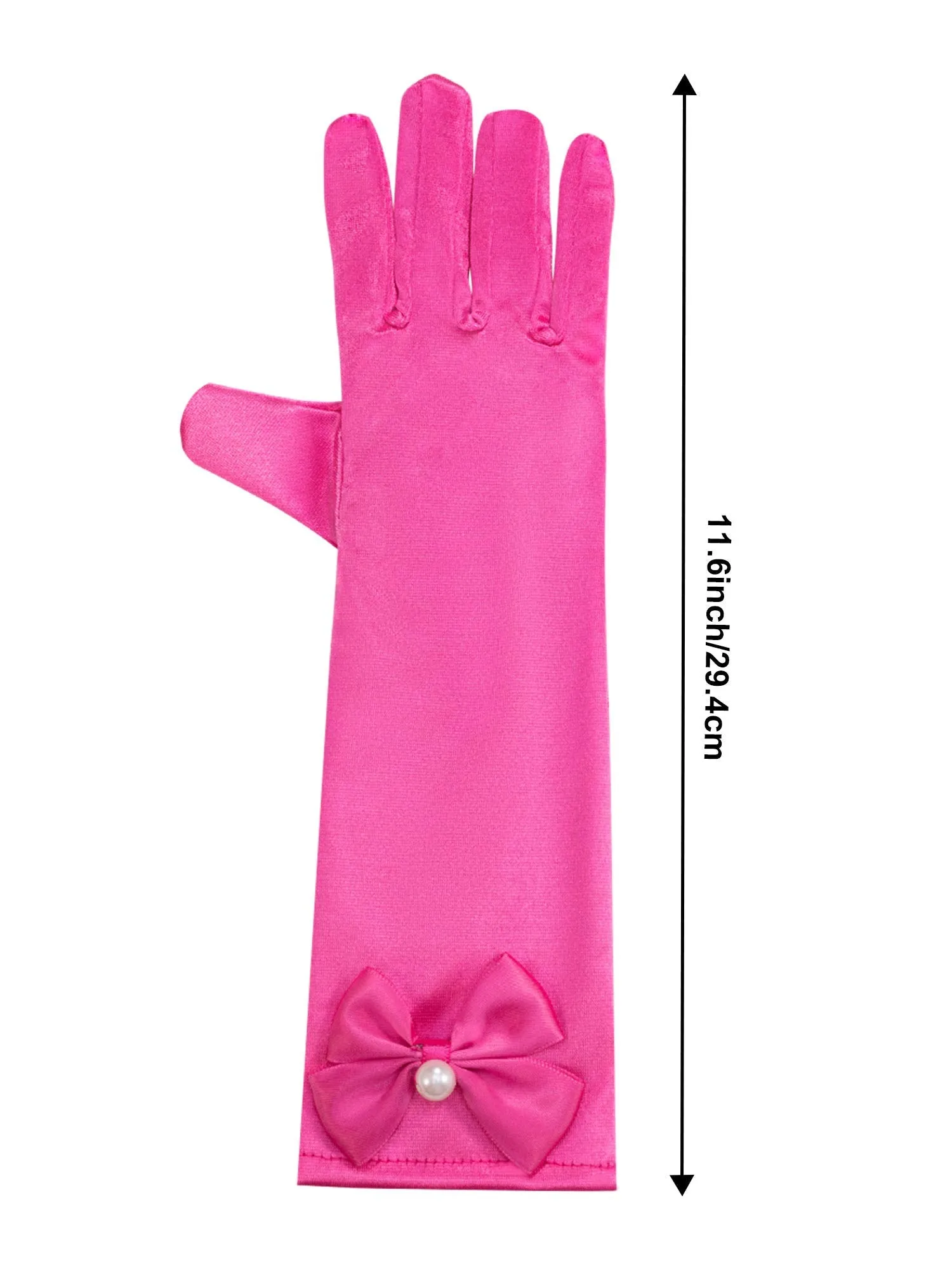 9 Pairs Girls Satin Gloves Bowknot Gloves Princess Gloves for Kids Party, Wedding, Formal Pageant, Ages 3T to 8 Years, Color 3, Small