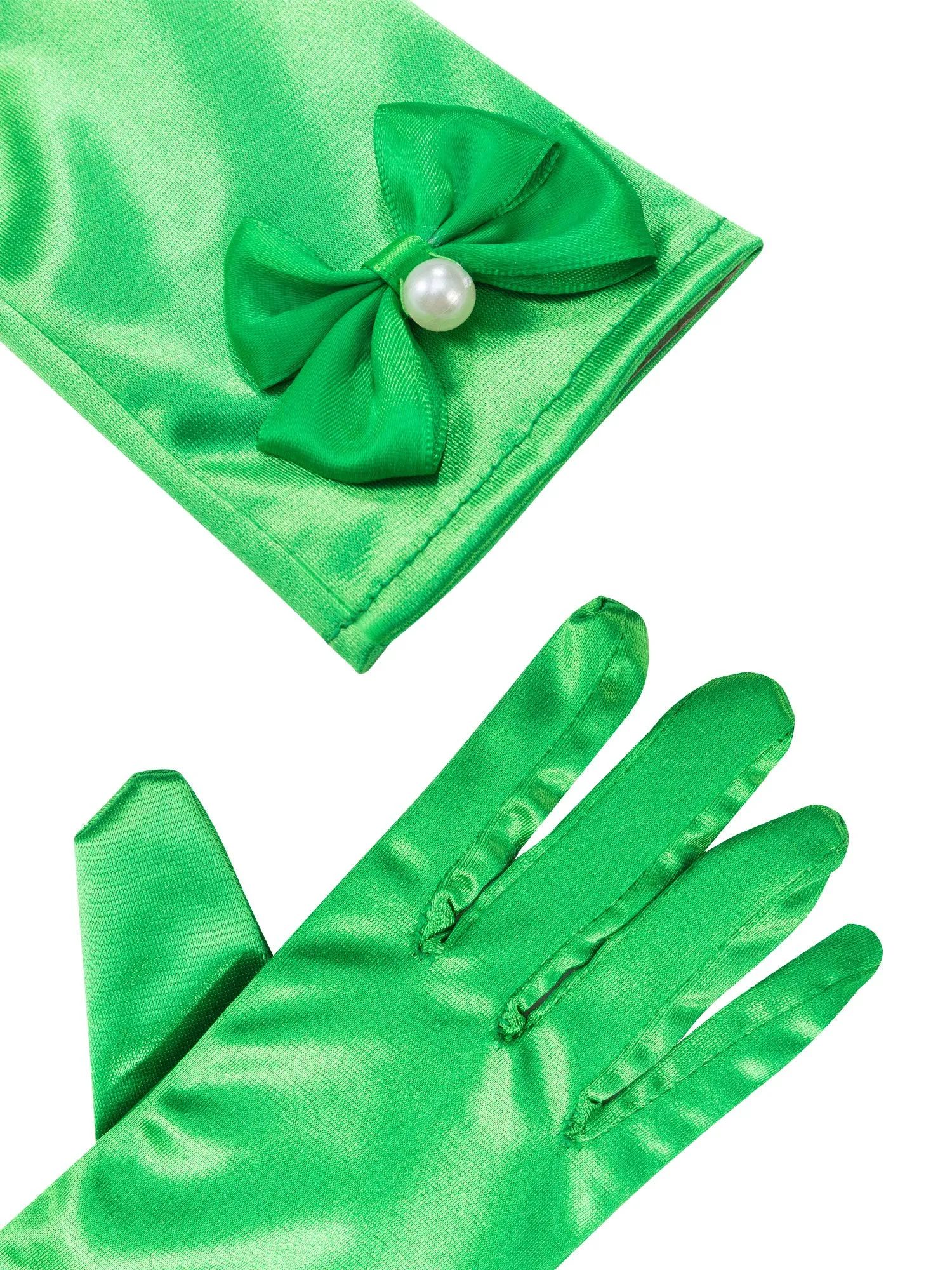 9 Pairs Girls Satin Gloves Bowknot Gloves Princess Gloves for Kids Party, Wedding, Formal Pageant, Ages 3T to 8 Years, Color 3, Small