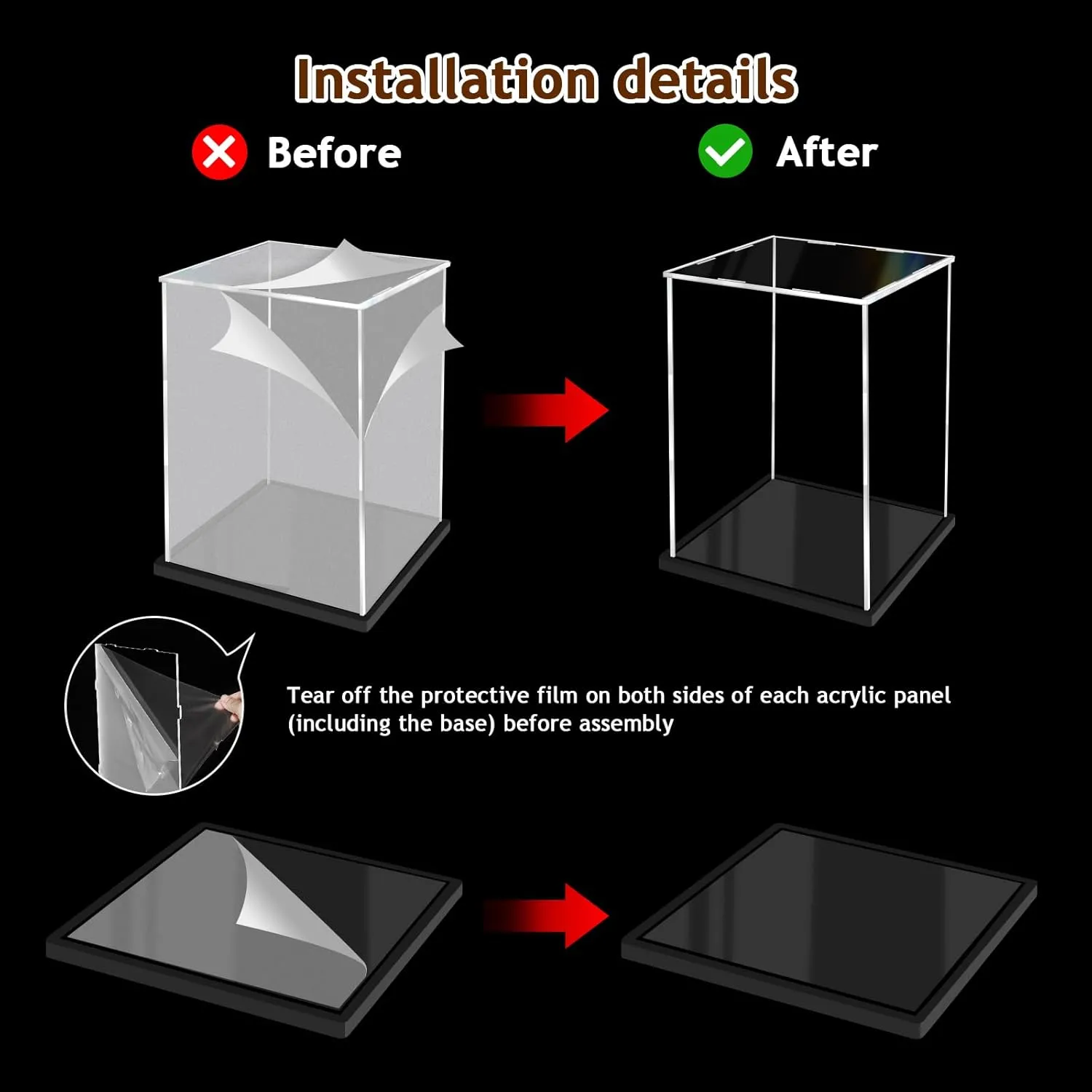 Acrylic Display Case for Collectibles Assemble Clear Acrylic Boxes for Display Thickened Glass Case for Lego Figures Doll Hobby Toys (5.9x5.9x5.9 inch; 15x15x15 cm)