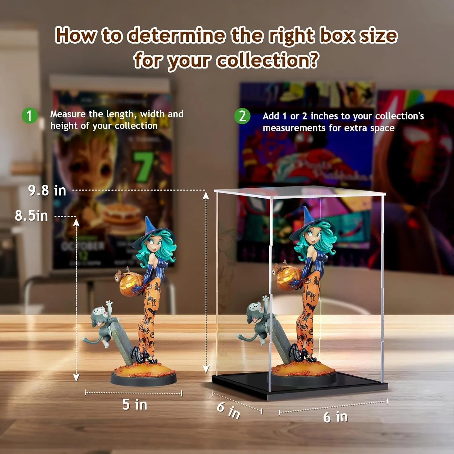 Acrylic Display Case for Collectibles Assemble Clear Acrylic Boxes for Display Thickened Glass Case for Lego Figures Doll Hobby Toys (5.9x5.9x5.9 inch; 15x15x15 cm)