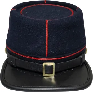 American Civil War Officer Union State Militia Artillery Kepi  Navy Blue Wool with Red Braid Hat/Cap