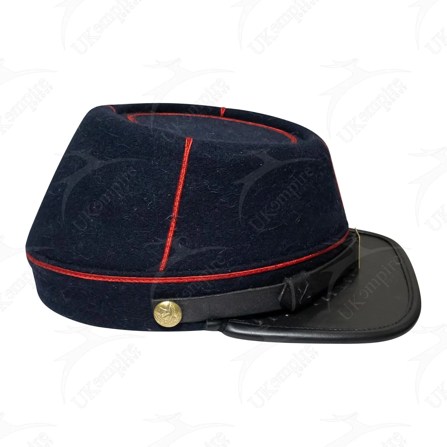 American Civil War Officer Union State Militia Artillery Kepi  Navy Blue Wool with Red Braid Hat/Cap