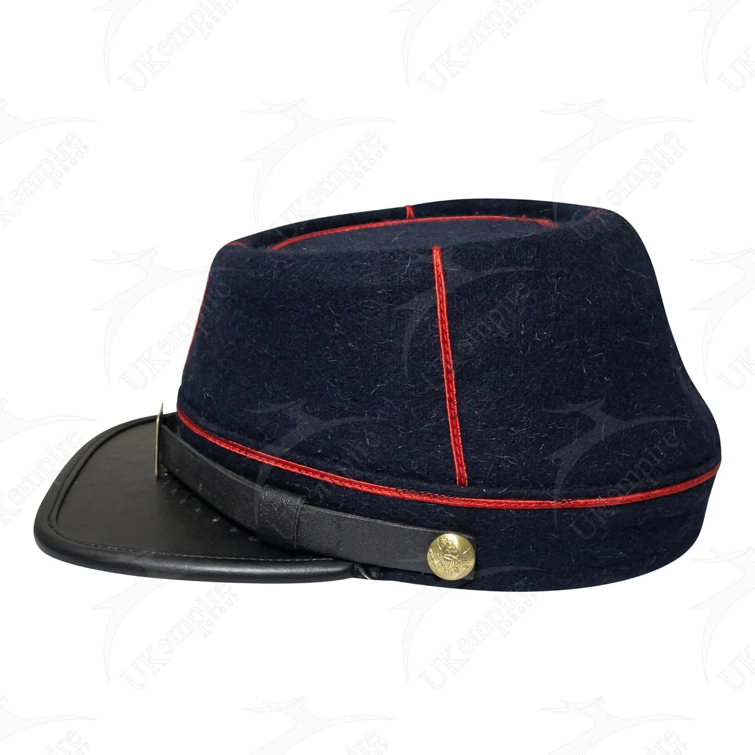 American Civil War Officer Union State Militia Artillery Kepi  Navy Blue Wool with Red Braid Hat/Cap