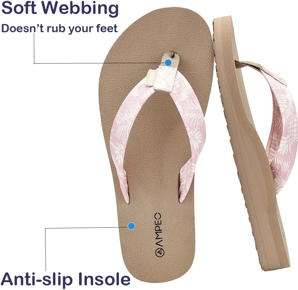 Ampeo Women's Arch Support Flip Flops Comfortable Casual Summer Beach Thong Sandals
