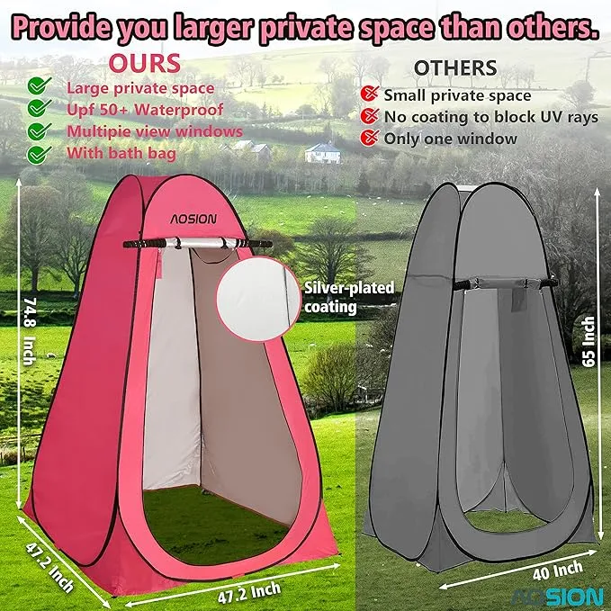 AOSION Privacy Shower Tent,Pop Up Changing Tent,Camp Bathroom Changing Dressing Room,Portable Toilet Tent with Carry Bag for Camping, Beach