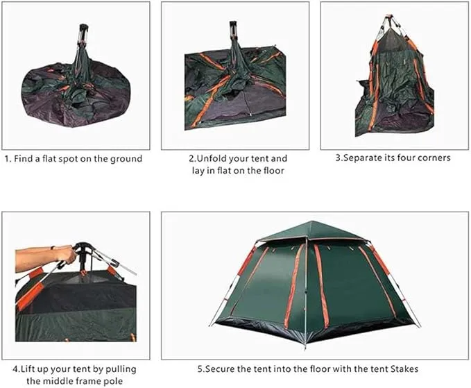 axGear Camping Tent Waterproof Windproof Dome Hiking Tent 5 People Family Easy Setup