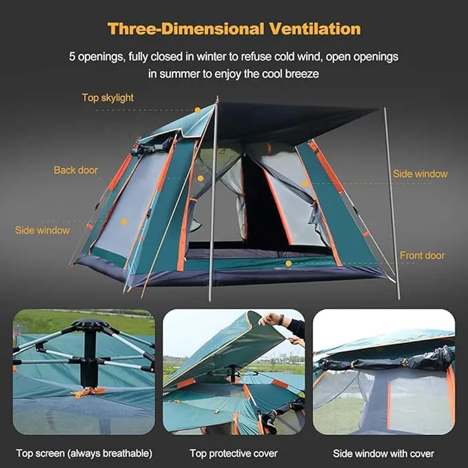 axGear Camping Tent Waterproof Windproof Dome Hiking Tent 5 People Family Easy Setup