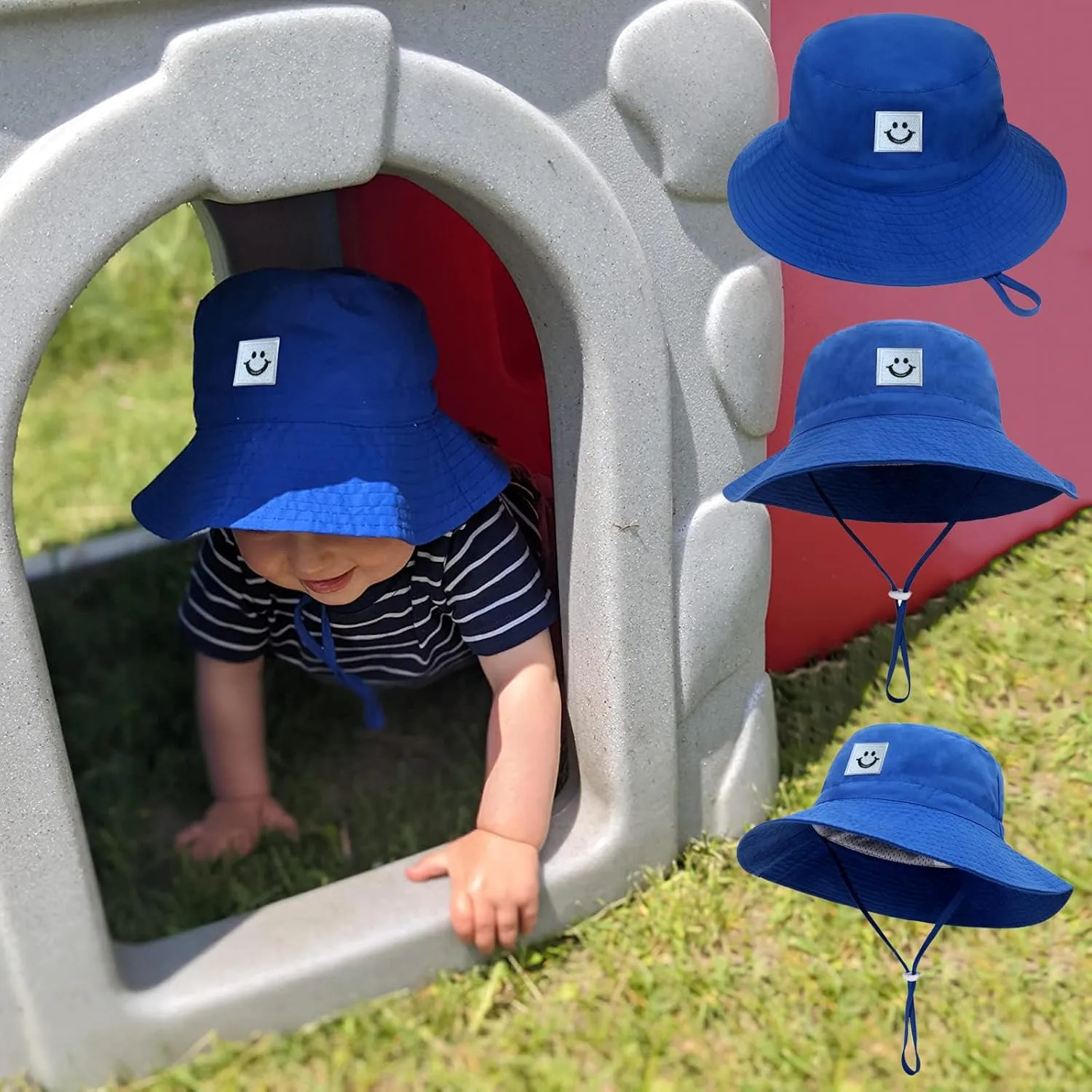 Baby Sun Hat Smiling Face UPF 50  Beach Toddler Bucket Hat for Baby Boys and Girls, Toddler Kids Wide Brim Sun Hats Cap
