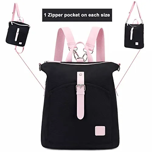 Backpack Purse Women Ladies Fashion Casual Lightweight Shoulder Bag Travel Daypack (29 Black&Pink)
