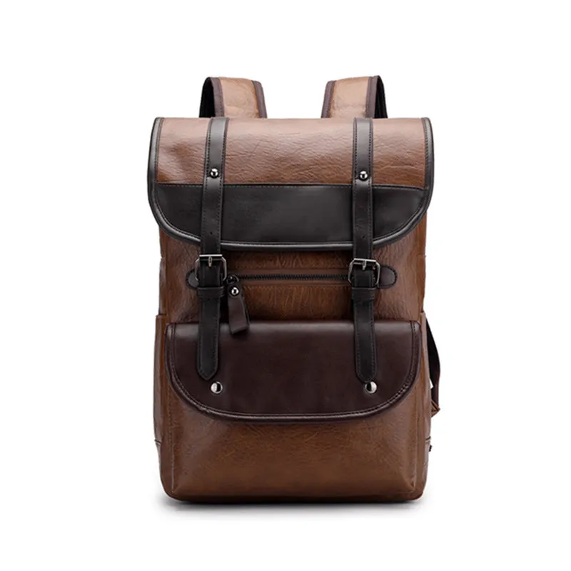 Backpack Retro Men Business Computer  Travel Large Capacity Waterproof Leather shoulder bag