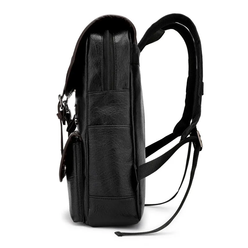 Backpack Retro Men Business Computer  Travel Large Capacity Waterproof Leather shoulder bag