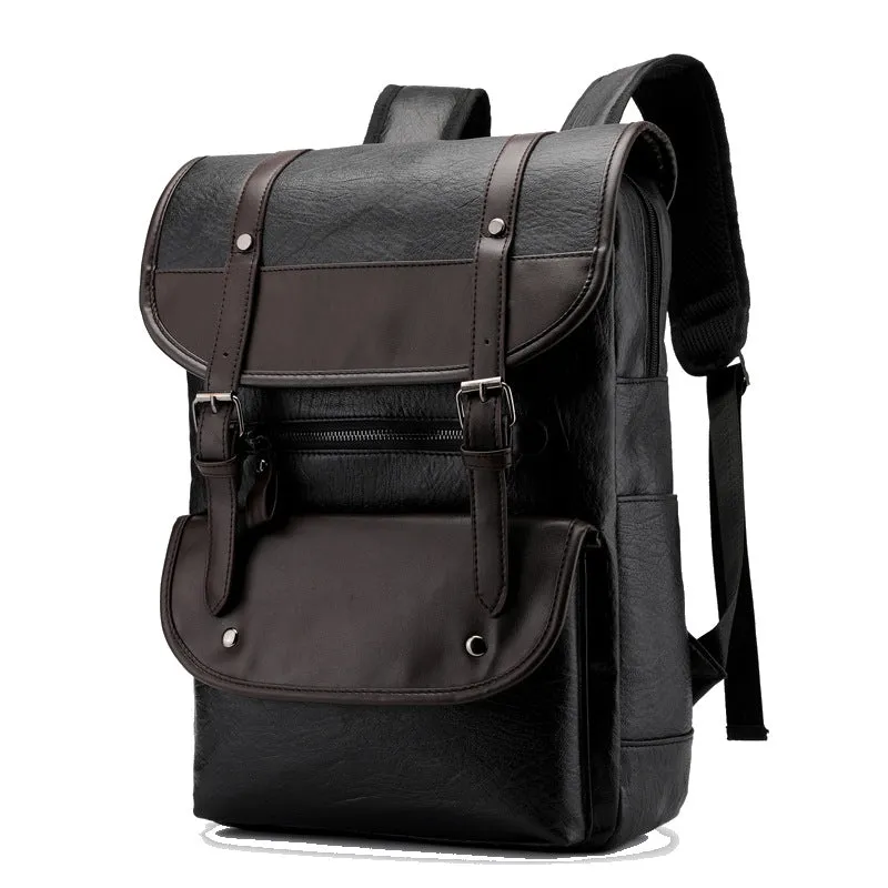 Backpack Retro Men Business Computer  Travel Large Capacity Waterproof Leather shoulder bag