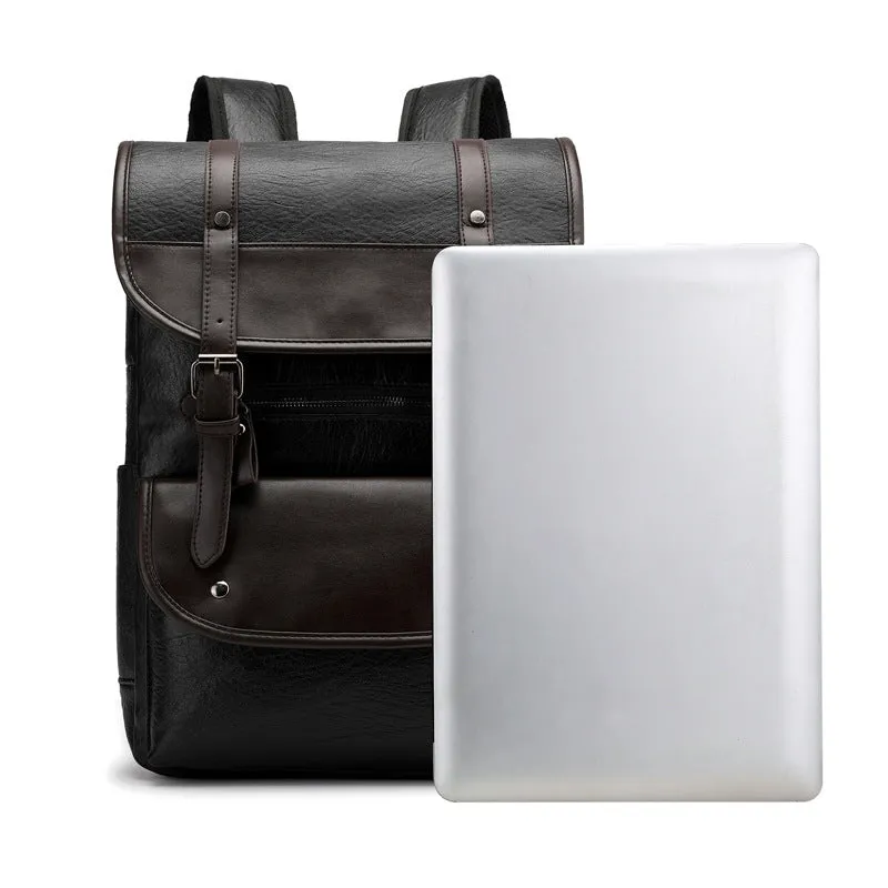 Backpack Retro Men Business Computer  Travel Large Capacity Waterproof Leather shoulder bag
