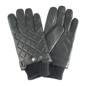Barbour Mens Quilted Leather Gloves Black
