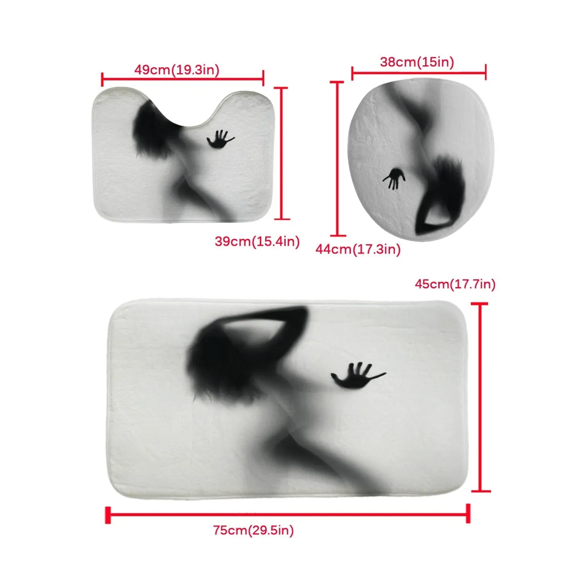 Bathroom Set Waterproof Shower Curtain   Non Slip Bathroom Pedestal Rug   Toilet Lid Cover   Floor Mat Bath Mat