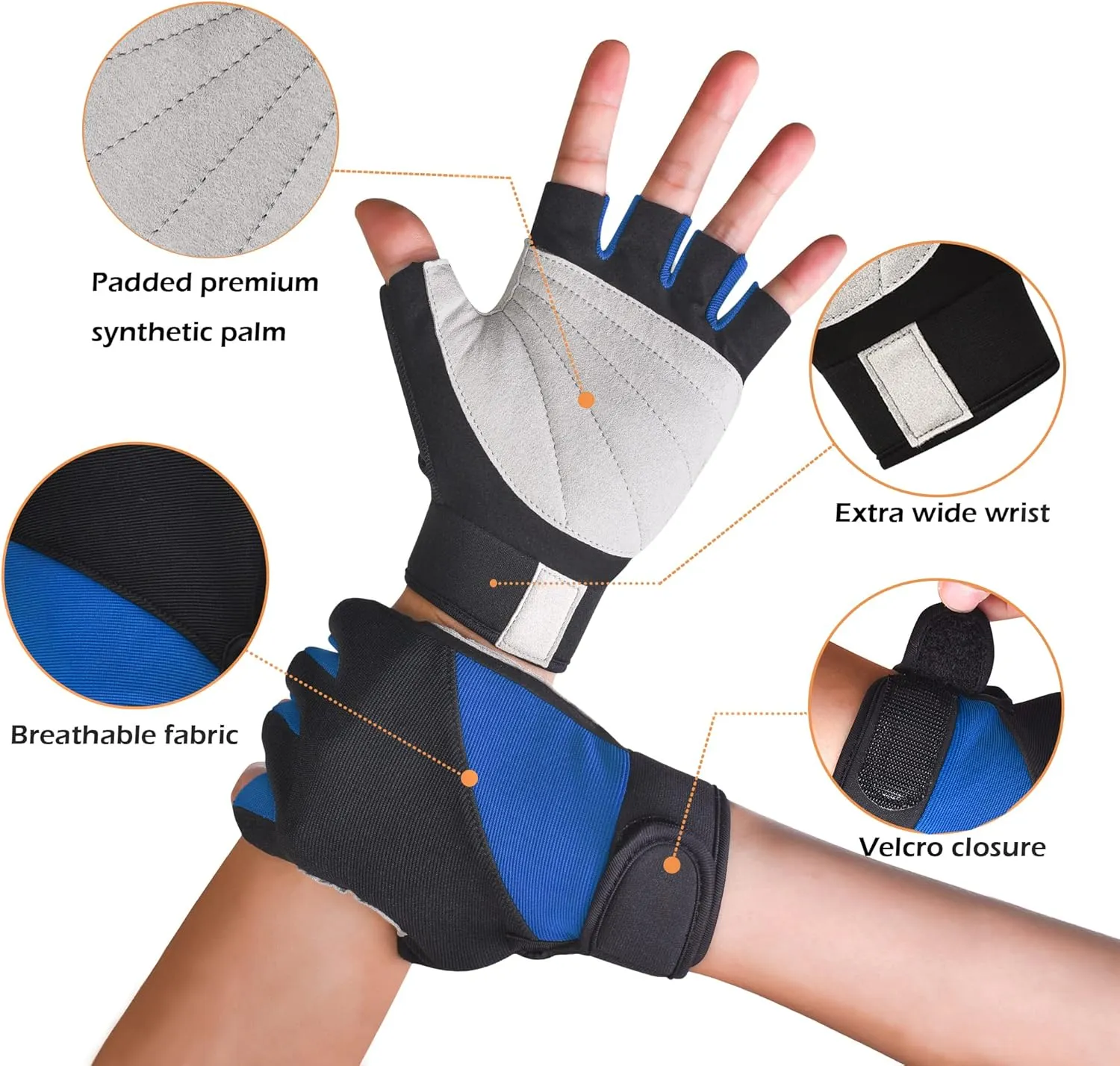 ChinFun Unisex Sailing Gloves Padded Palm Fingerless Kayaking Glove- Perfect for Paddling, Canoeing for Men Women & Youth