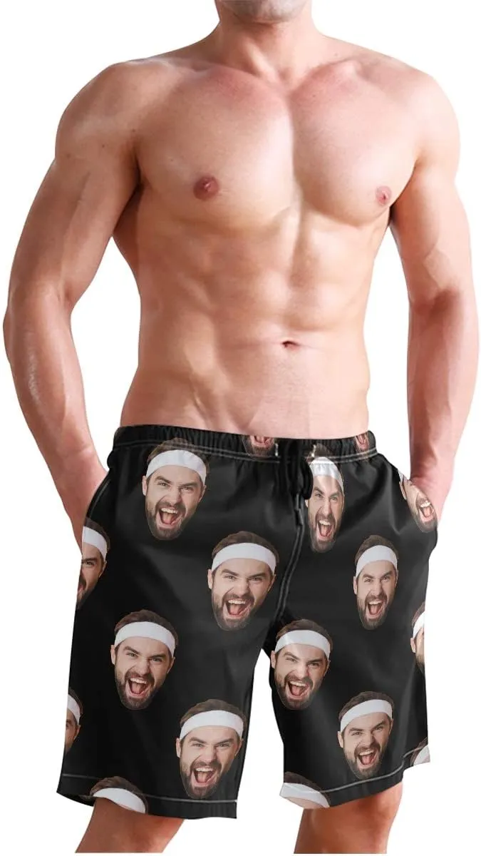 Custom Photo Mens Swim Trunks Personalized Beach Board Shorts Swim Shorts
