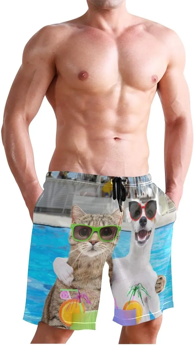 Custom Photo Mens Swim Trunks Personalized Beach Board Shorts Swim Shorts