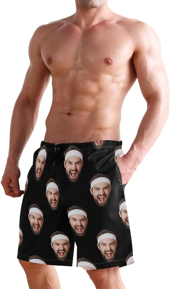 Custom Photo Mens Swim Trunks Personalized Beach Board Shorts Swim Shorts