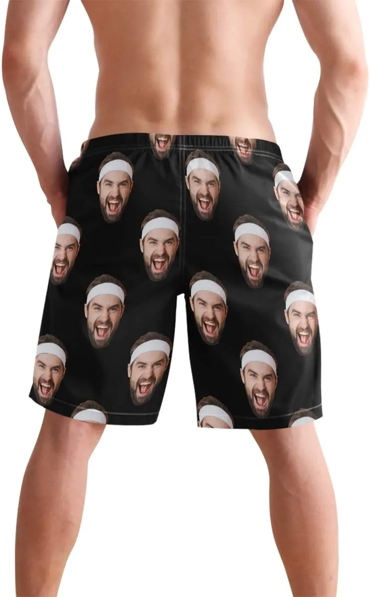 Custom Photo Mens Swim Trunks Personalized Beach Board Shorts Swim Shorts