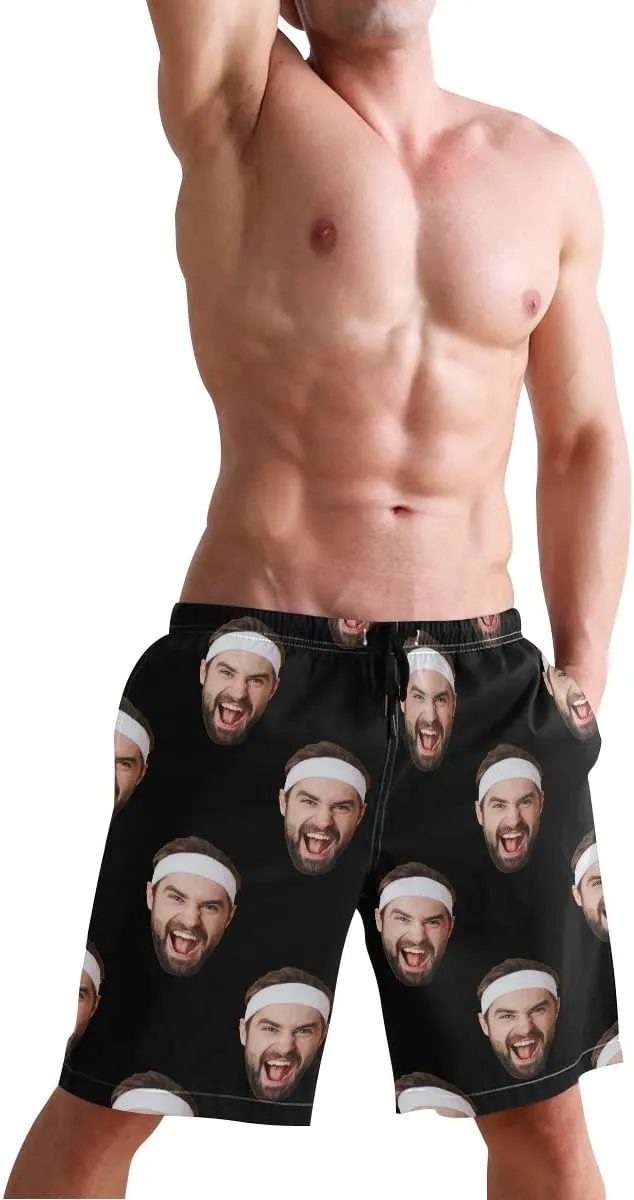 Custom Photo Mens Swim Trunks Personalized Beach Board Shorts Swim Shorts