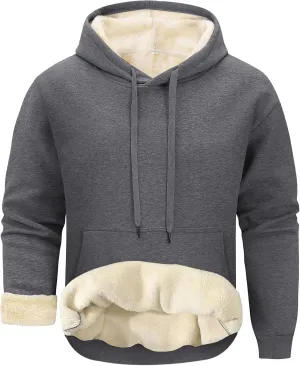 Gihuo Men's Warm Crewneck Sherpa Lined Fleece Sweatshirt Pullover Tops