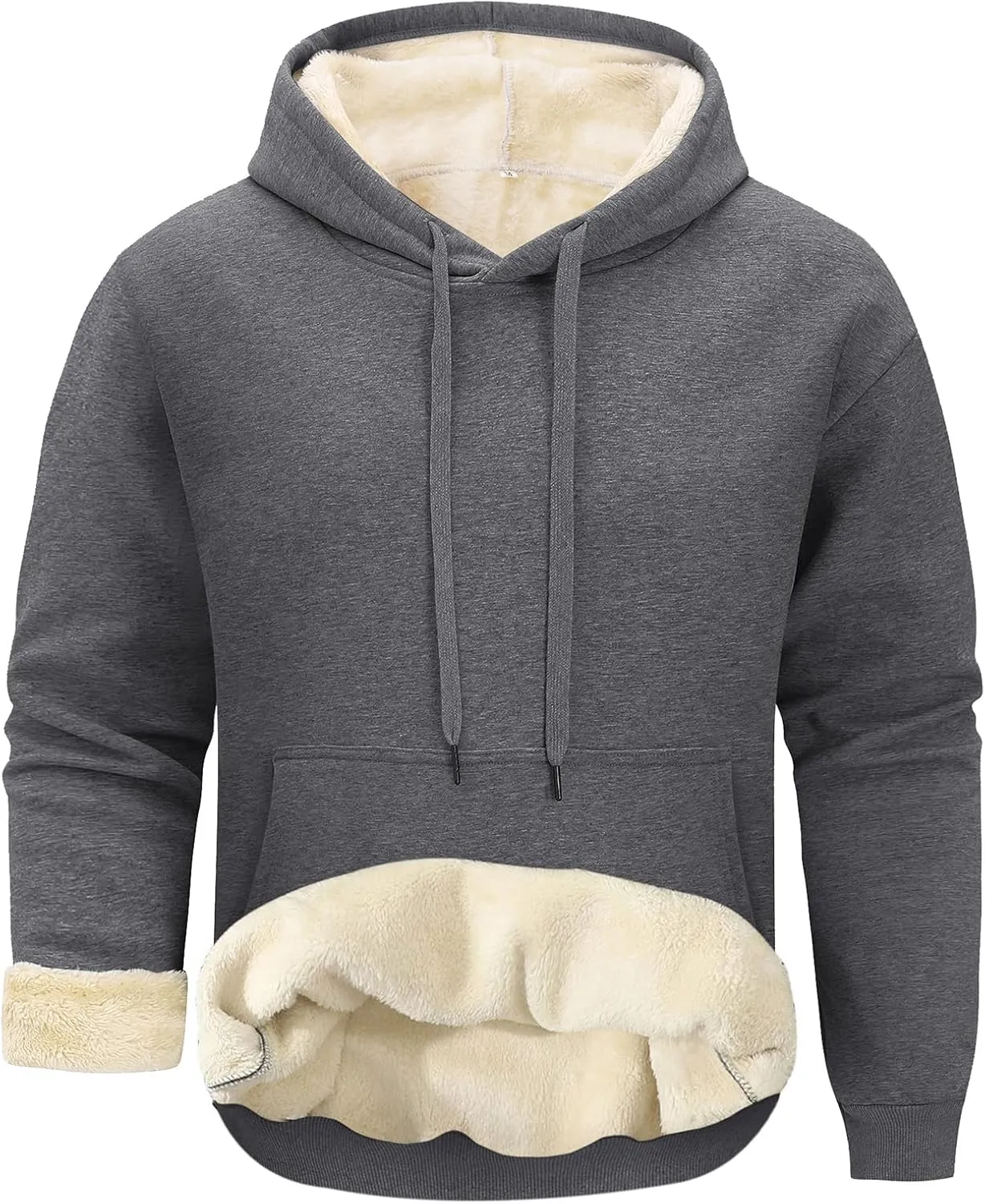 Gihuo Men's Warm Crewneck Sherpa Lined Fleece Sweatshirt Pullover Tops