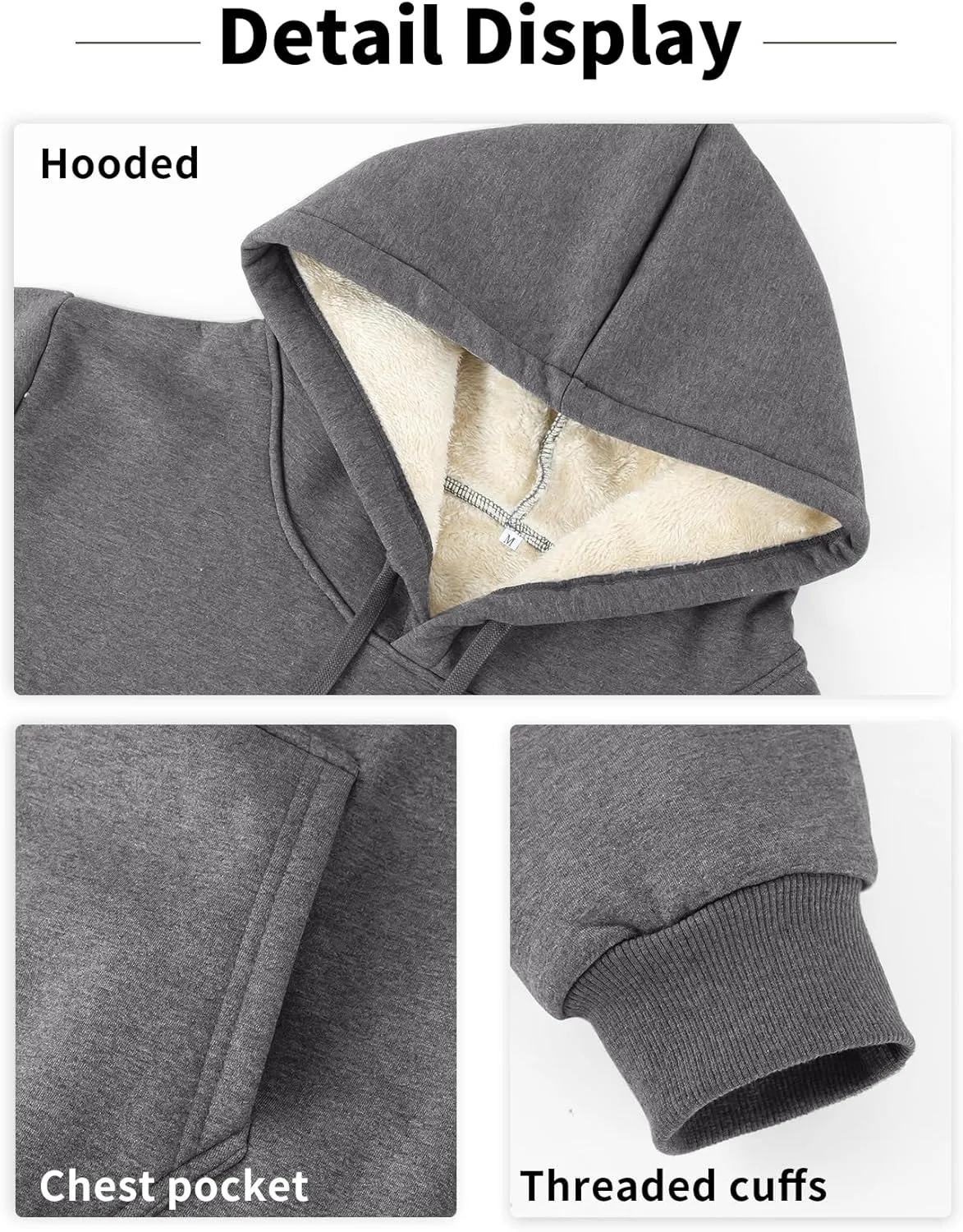 Gihuo Men's Warm Crewneck Sherpa Lined Fleece Sweatshirt Pullover Tops