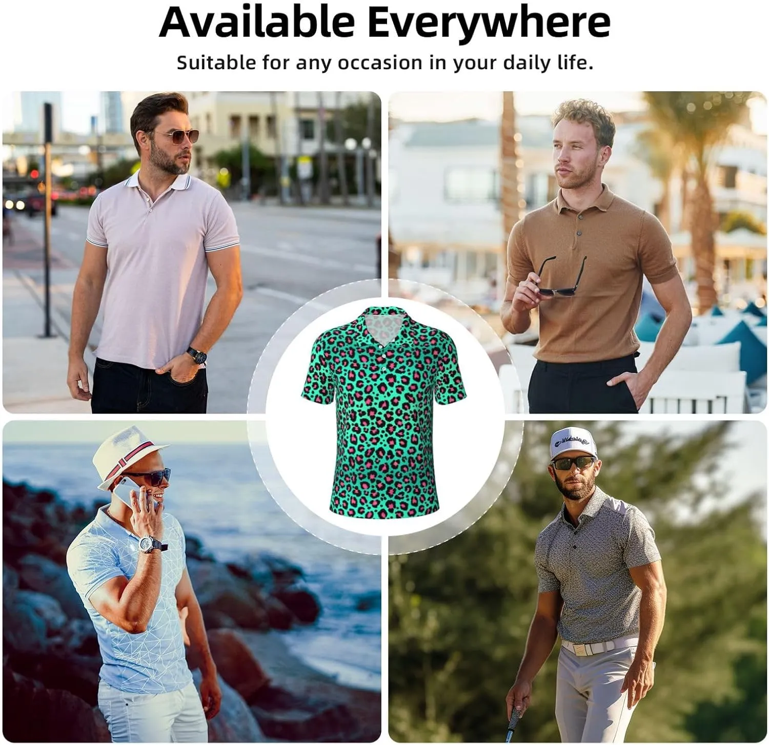 Golf Polos for Men Quick-Dry Athletic Mens Polo Shirts Short Sleeve Summer Casual Moisture Wicking Golf Shirt