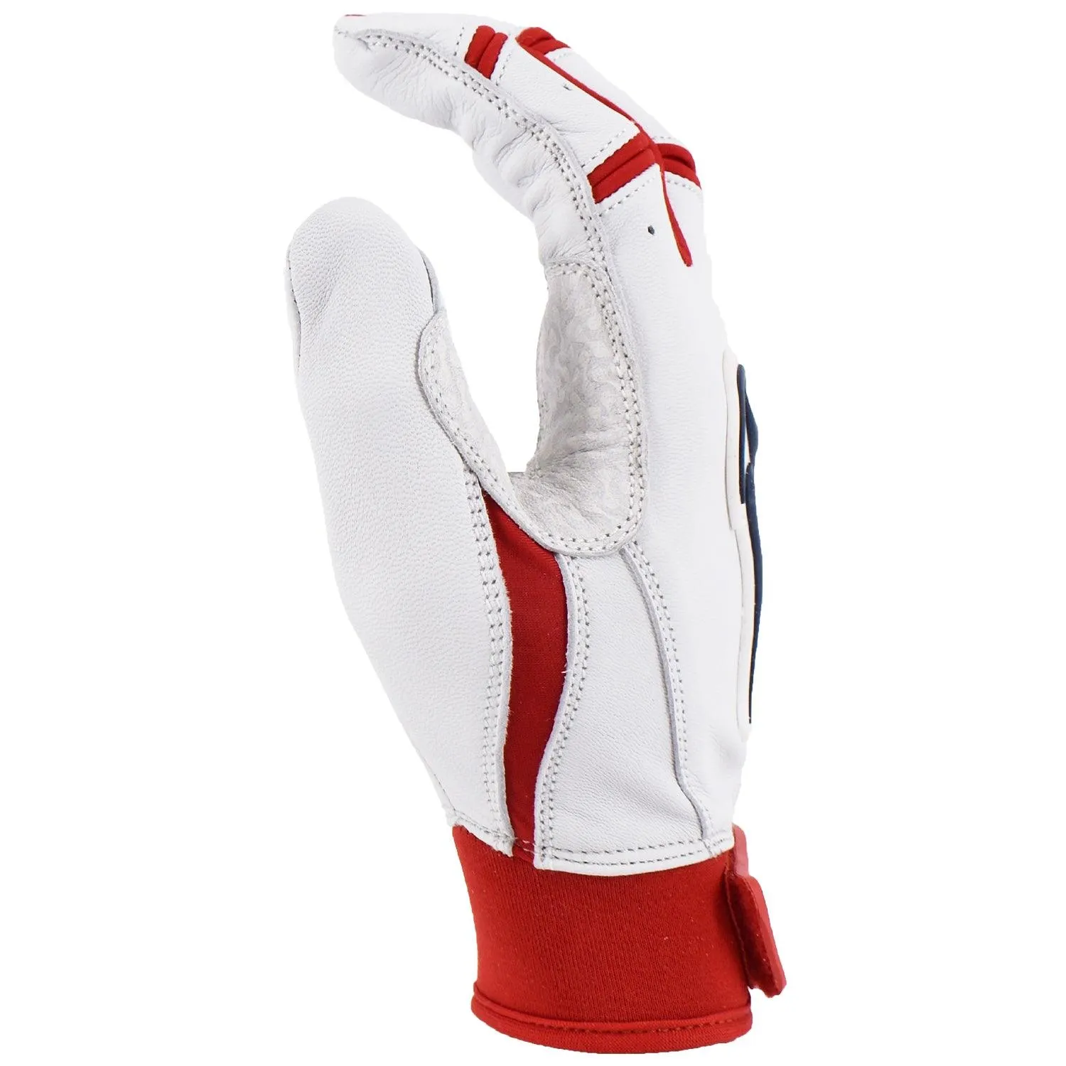 Grindstone Short Cuff Batting Glove - White/Red/Navy