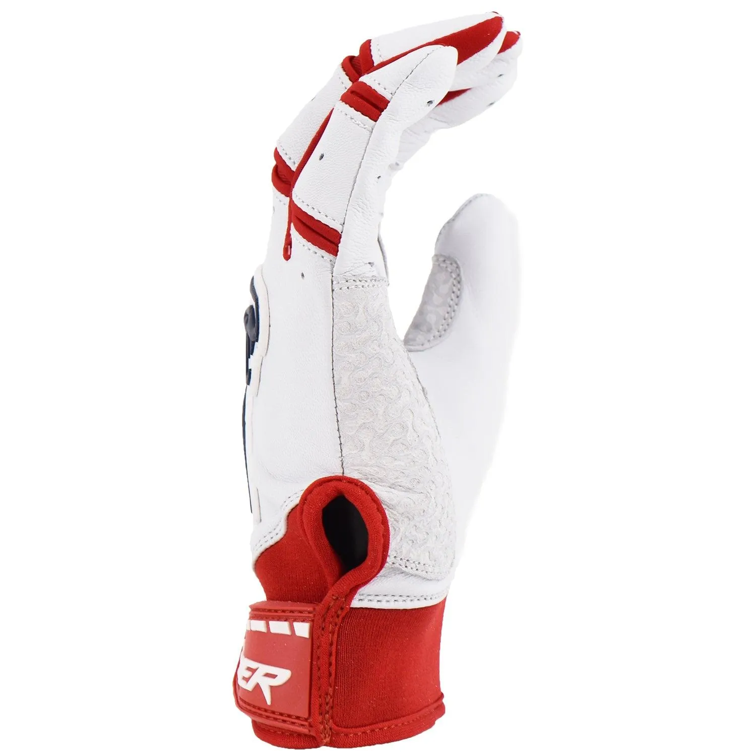 Grindstone Short Cuff Batting Glove - White/Red/Navy