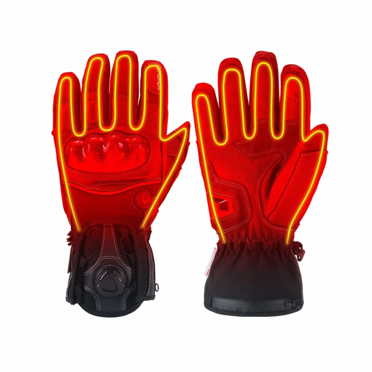 Heated Gloves - Knob Closure for Reliable Warmth in Cold Weather