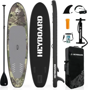 HEYBOARD Inflatable Stand Up Paddle Board 10'6"32"6" Standup Paddleboard with Premium SUP Accessories & Backpack, Non-Slip Deck, Waterproof Bag, Leash, Paddle, Hand Pump