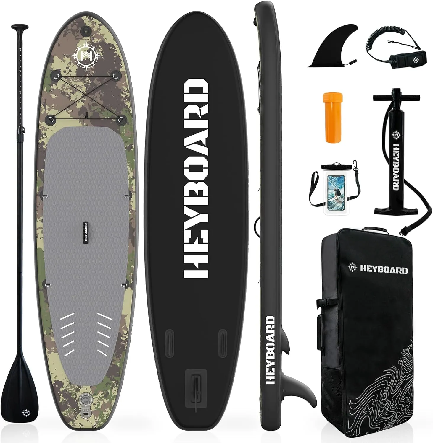 HEYBOARD Inflatable Stand Up Paddle Board 10'6"32"6" Standup Paddleboard with Premium SUP Accessories & Backpack, Non-Slip Deck, Waterproof Bag, Leash, Paddle, Hand Pump